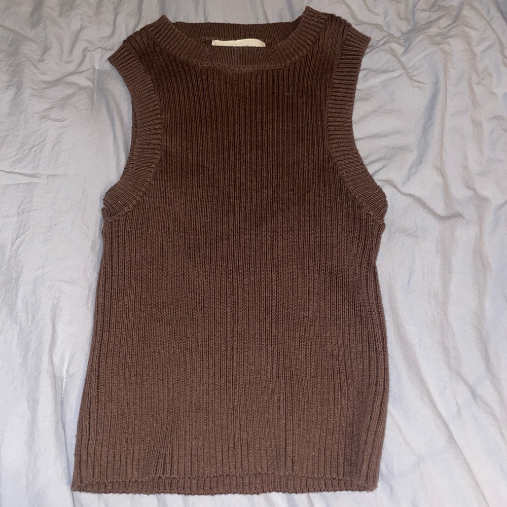 Brown Knit Sweater Vest